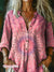 Women’s Vintage Tie Dye Art Print Casual Cotton And Linen Shirt Multicolor / S